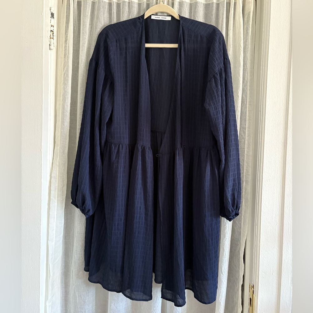 Samsøe Samsøe Jolie Long Sleeve Wrap Dress Dark Navy Size L - Picture 5 of 9